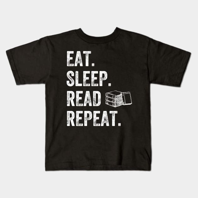 Eat sleep read repeat Kids T-Shirt by captainmood